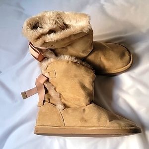 NWT Lands' End Pull On Faux Fur Half Boot Size US 5M Winter Cozy Boots